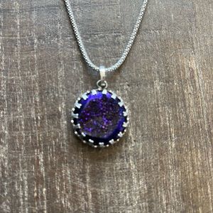 Sterling Silver Necklace with Purple Stone